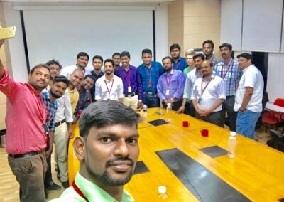 Rajamurugan with Vodafone CRM team celebrating 10 years in telecom