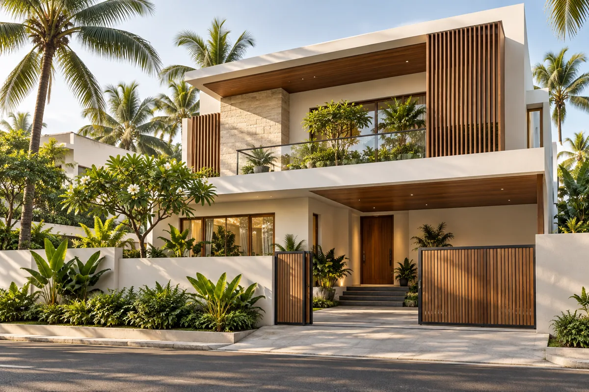 AI-generated contemporary two-storey home illustrating construction portfolio photography